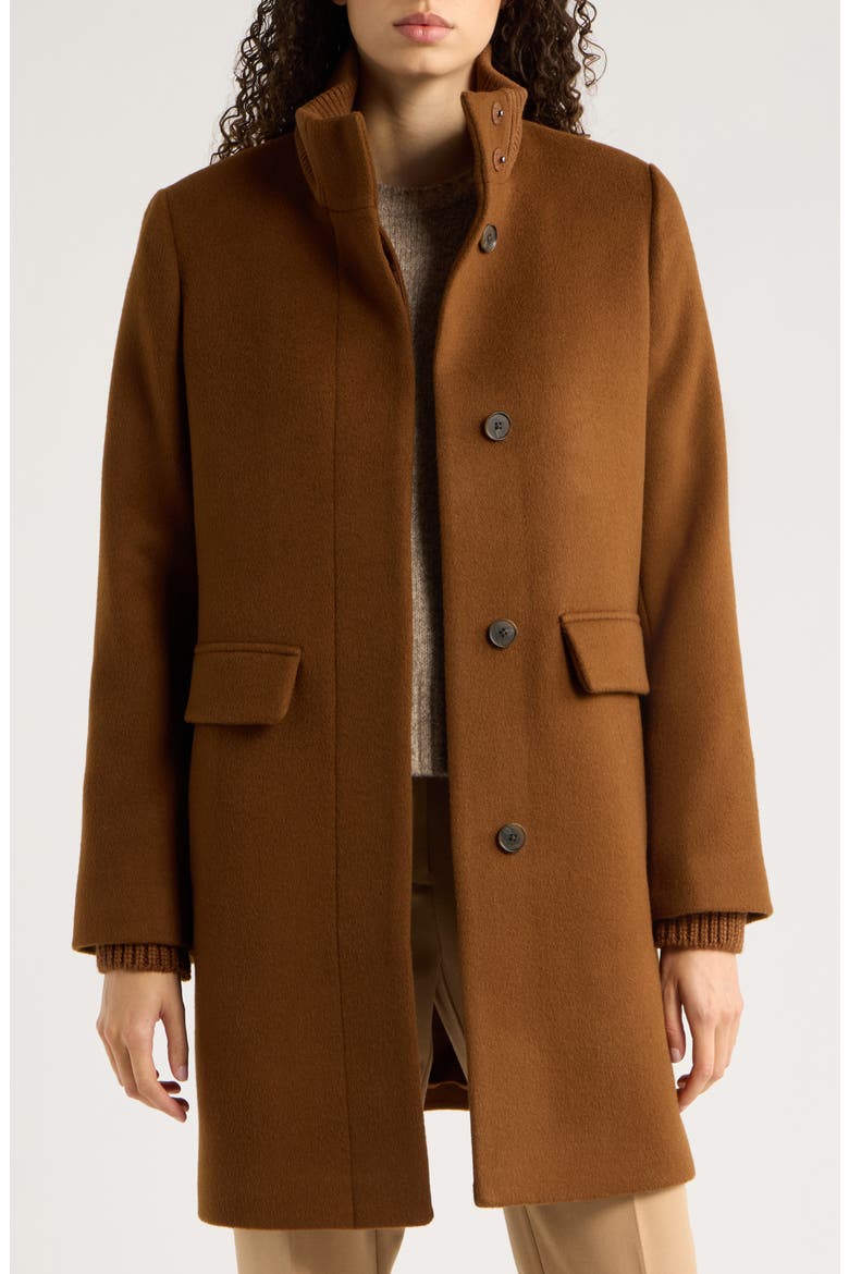 Stand Collar Wool & Cashmere Blend Coat, Alternate, color, VICUNA