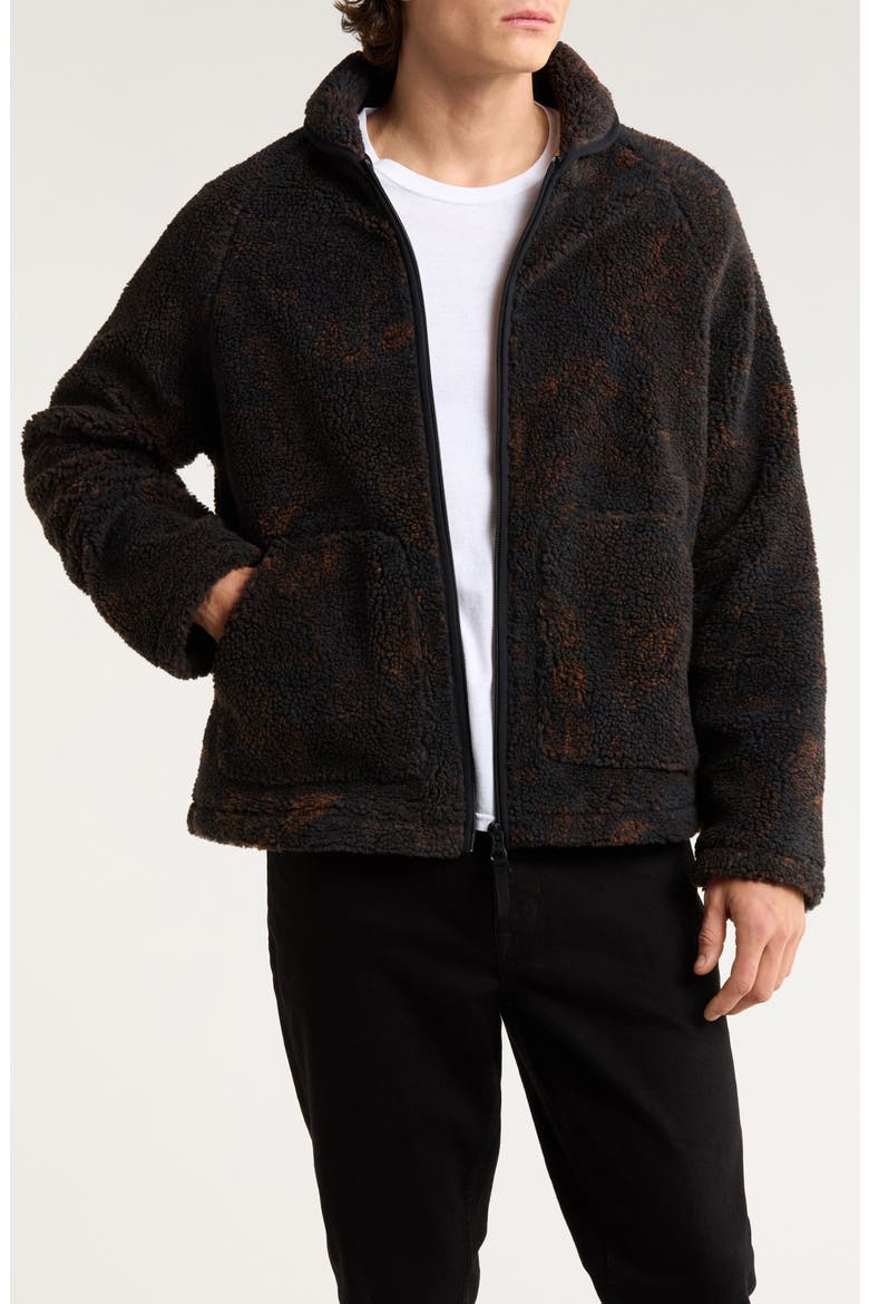 Tate Paisley High Pile Fleece Jacket, Main, color, BLACK / BROWN