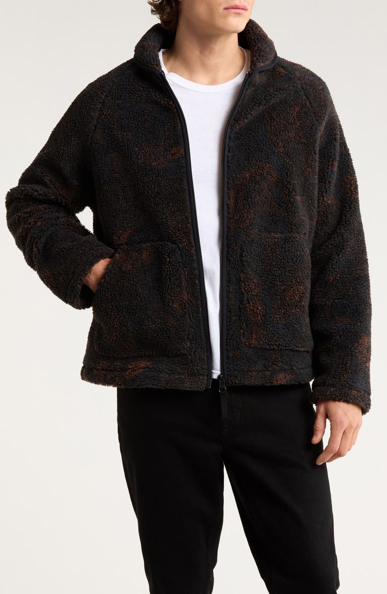 Wax London Tate Paisley High Pile Fleece Jacket, Main, color, Black / Brown
