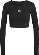 adidas Trefoil Essentials Rib Long Sleeve Crop Top