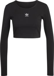 adidas Trefoil Essentials Rib Long Sleeve Crop Top