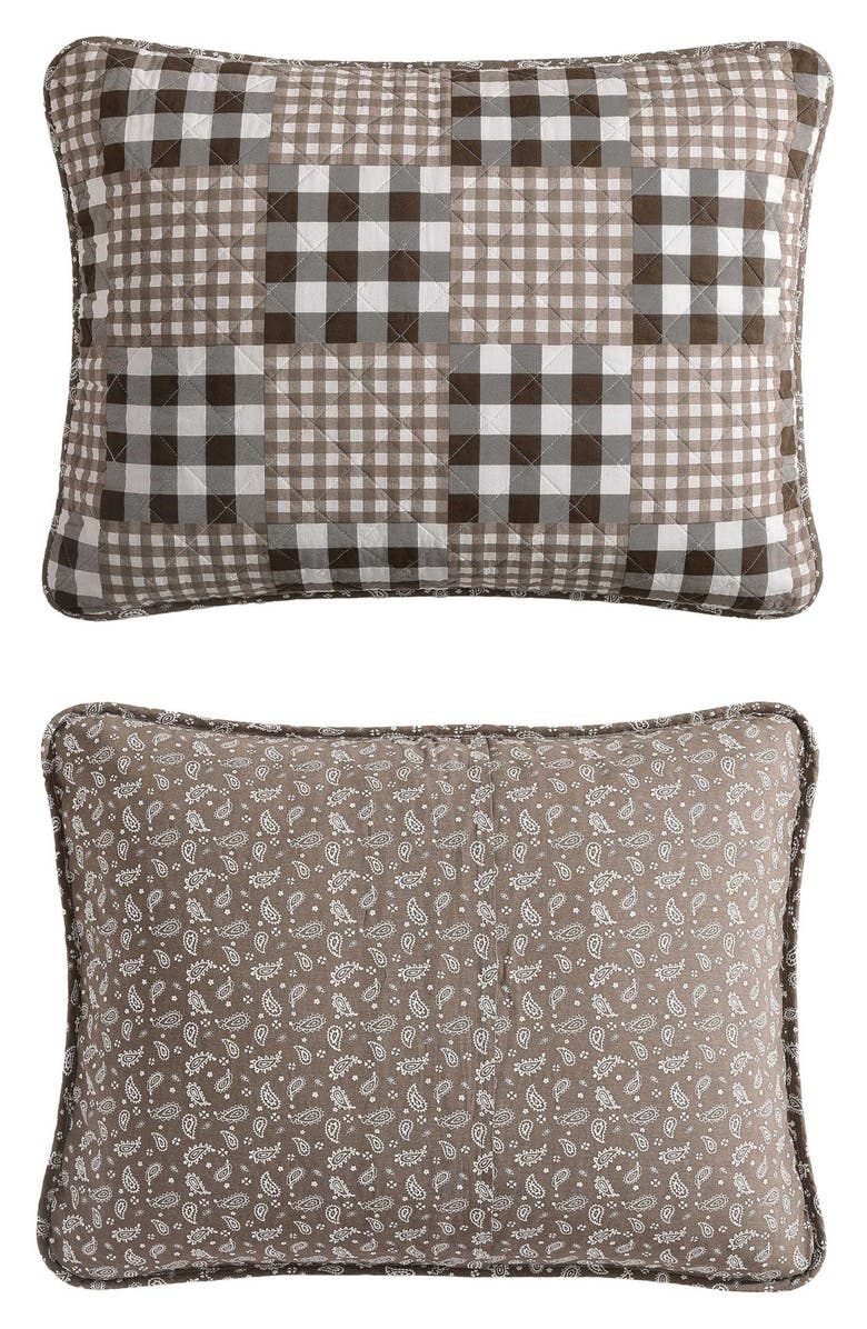 Eddie Bauer Gingham Patchwork Reversible Quilt Set, Alternate, color, White/ Brown