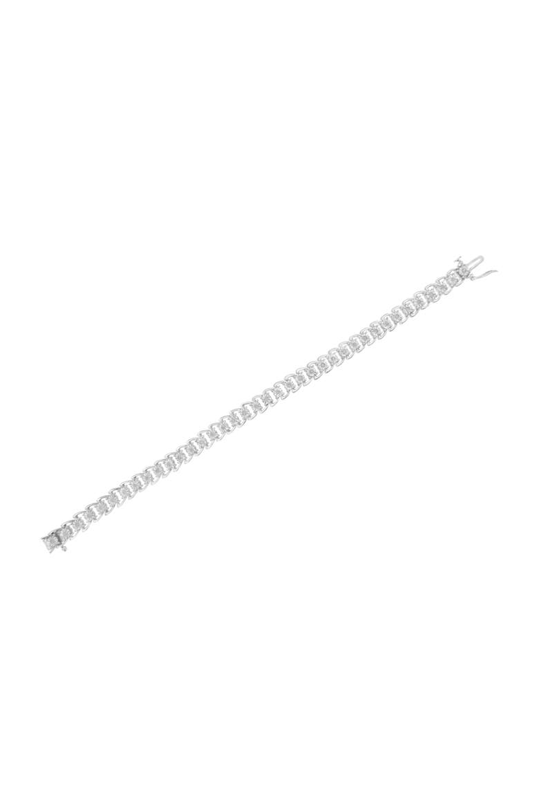 .925 Sterling Silver 1/2 Cttw Diamond Miracle-Set Double Swoosh Wave Style 7" Tennis Bracelet, Alternate, color, White