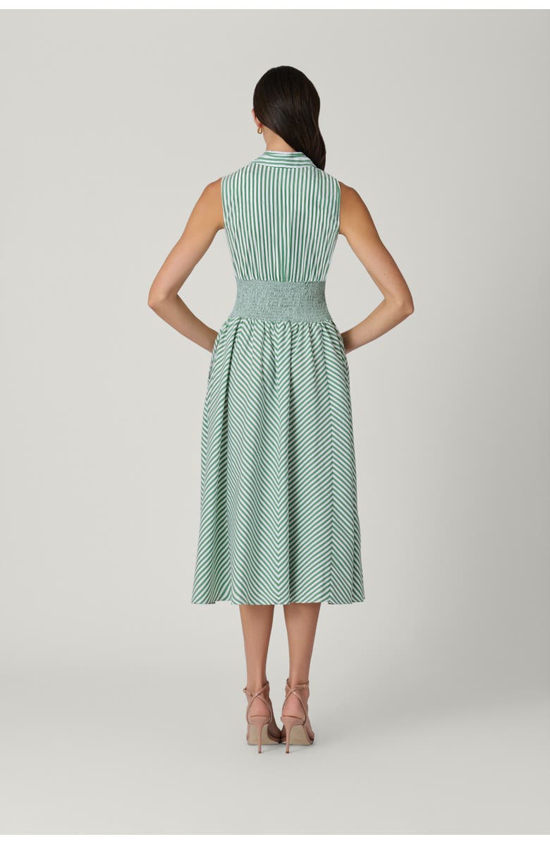 Shoshanna Pinstripe Miriam Dress, Alternate, color, Pistachio/Ivory