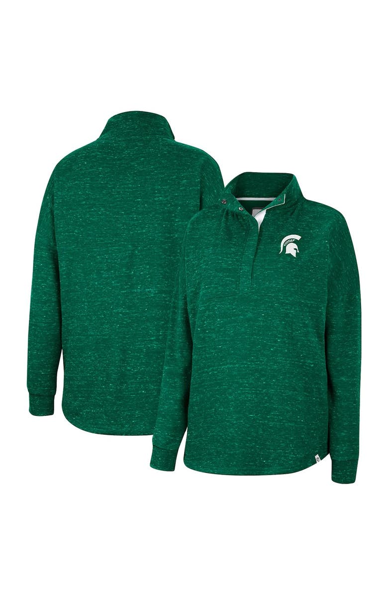 COLOSSEUM Women's Colosseum Green Michigan State Spartans Natalie Speckled Quarter-Snap Top, Main, color, Green