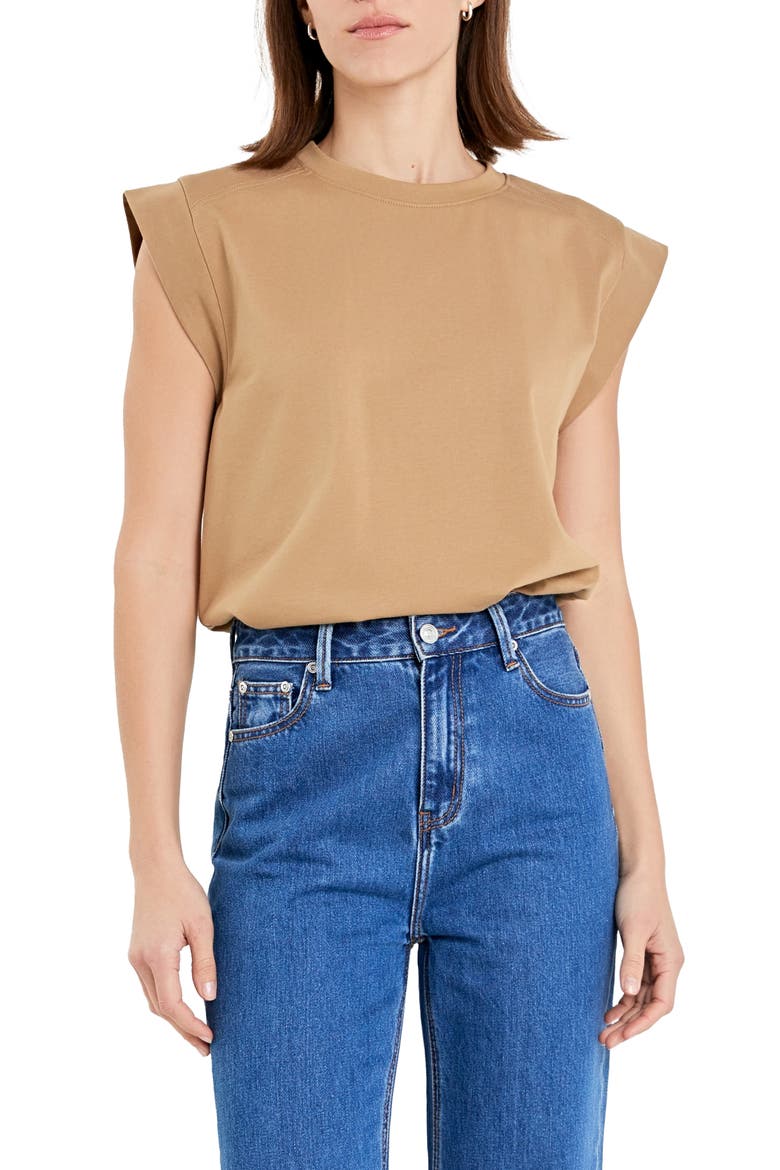 Cap Sleeve Jersey T-Shirt, Main, color, TAUPE