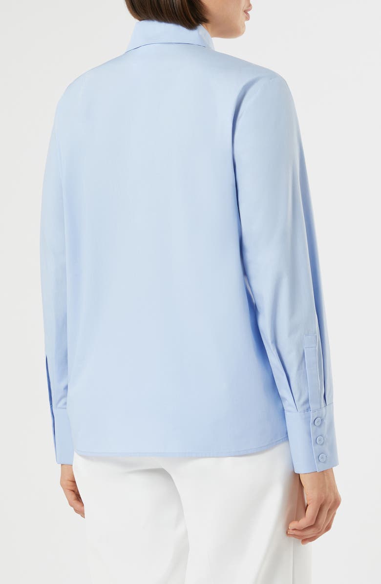 Marina Rinaldi Embellished Cotton Button-Up Shirt, Alternate, color, Sky Blue