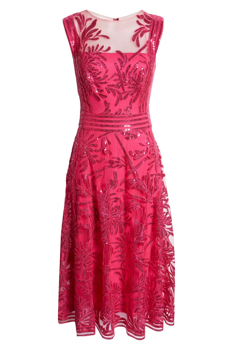 Sleeveless Sequin Fit & Flare Cocktail Midi Dress, Alternate, color, BLOSSOM