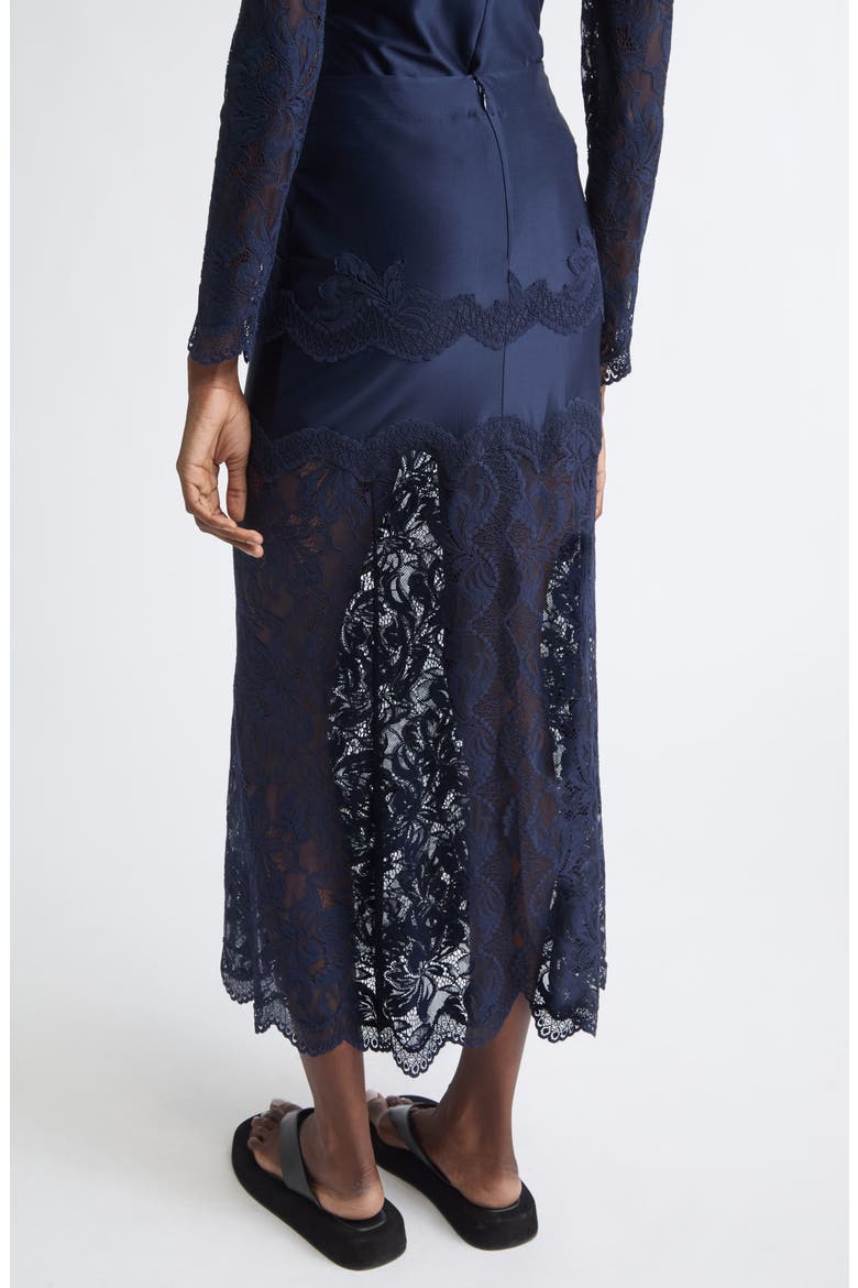 Jupe Lace & Jersey Skirt, Alternate, color, DEEP NAVY