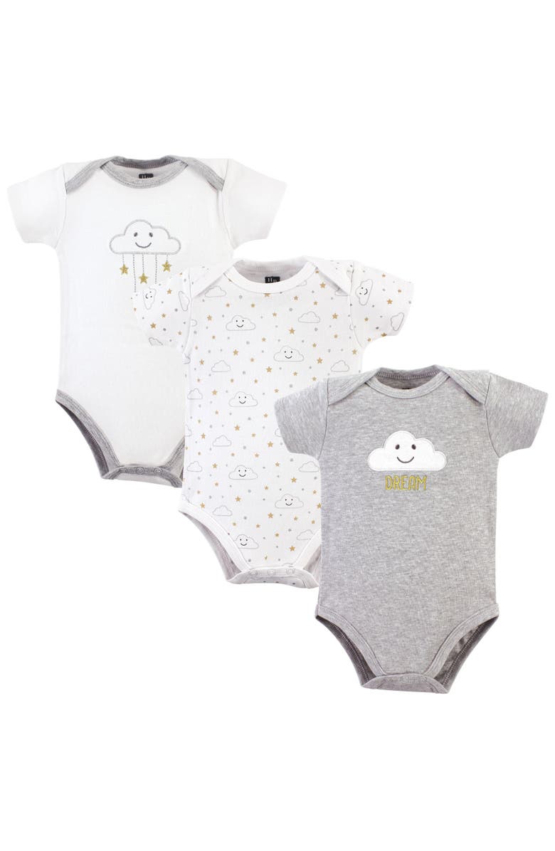 Hudson Baby All-Season Cotton One-Piece Garment Set of 3, Main, color, Gray Clouds