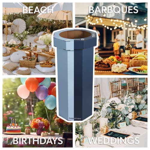 Happimess Fleur 25-gallon Classic Disposable Corrugated Cardboard Event Trash Can And Recycling Bin In Blue