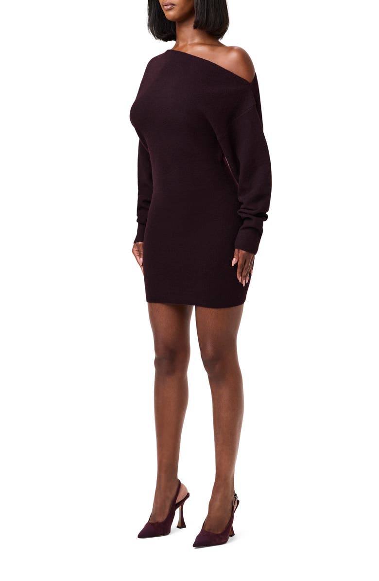 Naked Wardrobe One-Shoulder Long Sleeve Mini Sweater Dress, Alternate, color,
