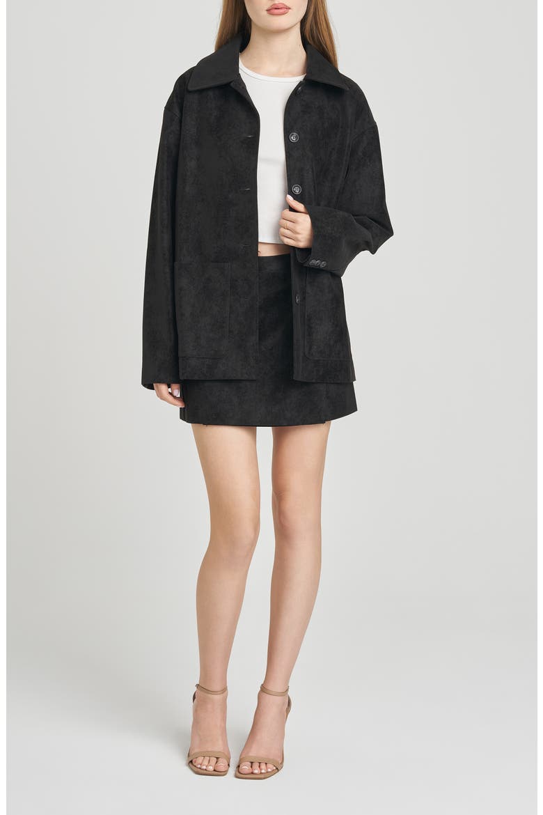 Rita Faux Suede Jacket, Alternate, color, BLACK