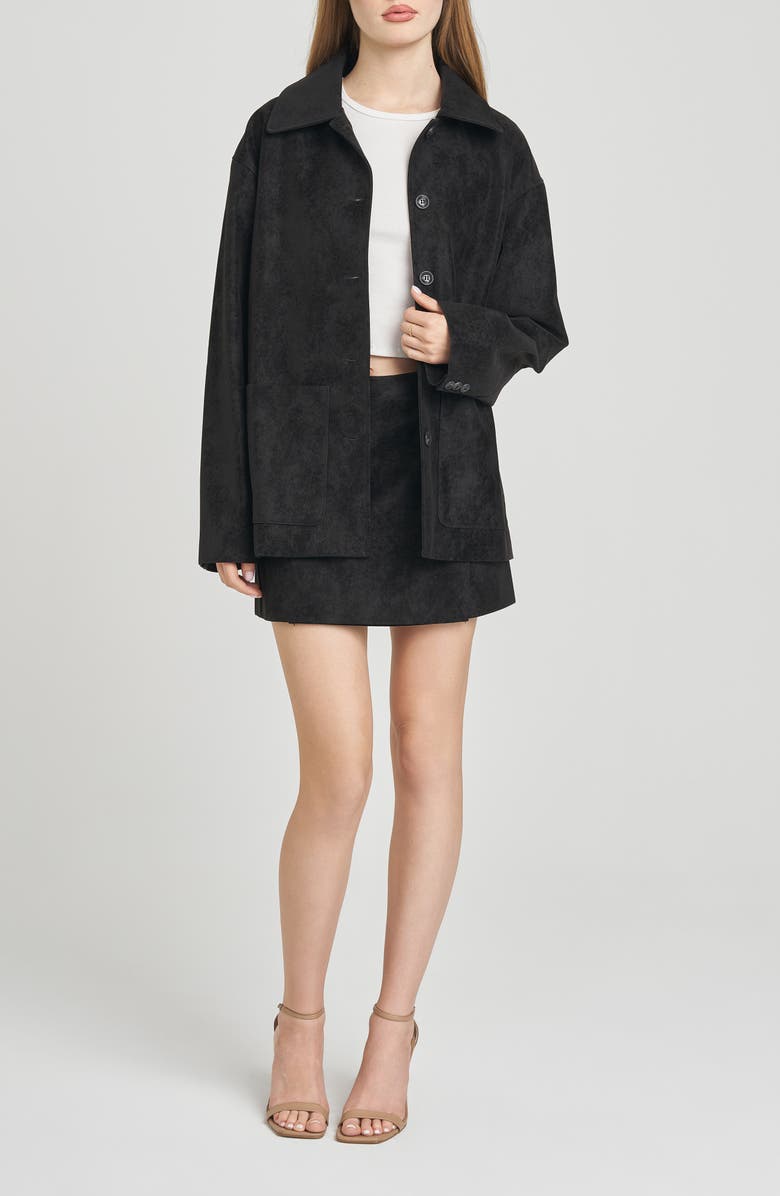 WAYF Rita Faux Suede Jacket, Alternate, color, Black