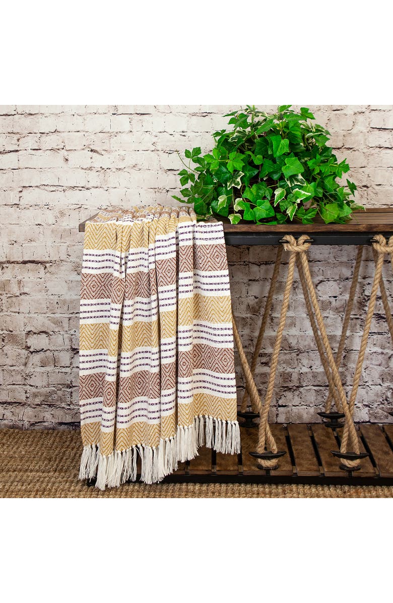 PARKLAND COLLECTION Kai Fringe Throw Blanket, Alternate, color, Mustard