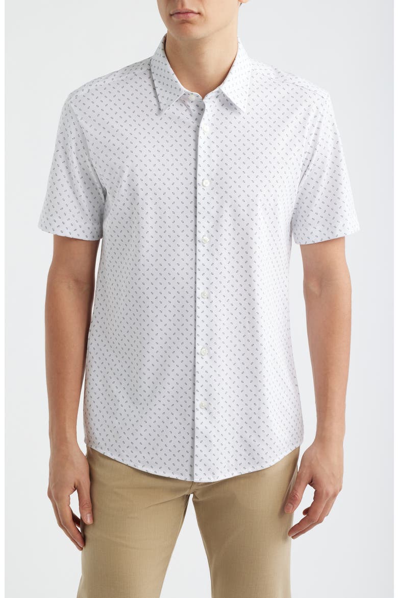 Roan Slim Fit Short Sleeve Button-Up Shirt, Main, color, WHITE/ GREEN