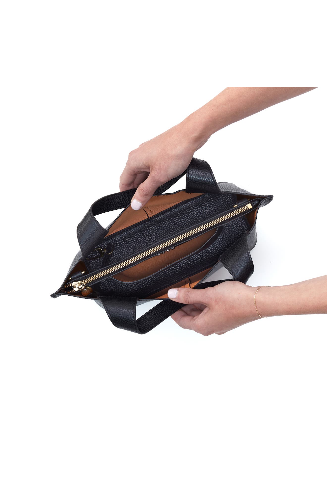 HOBO Small Vida Leather Tote, Alternate, color, Black Biscuit