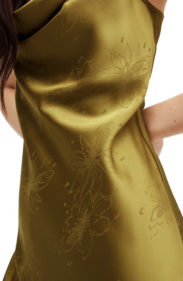 AllSaints Hadley Floral Jacquard Cowl Neck Slipdress, Alternate, color, Sap Green