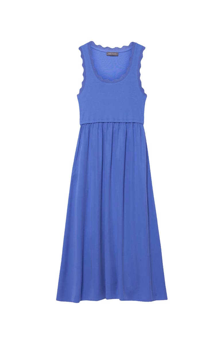 MINT VELVET Scallop Short Sleeve Trim Midi Dress, Alternate, color, Blue