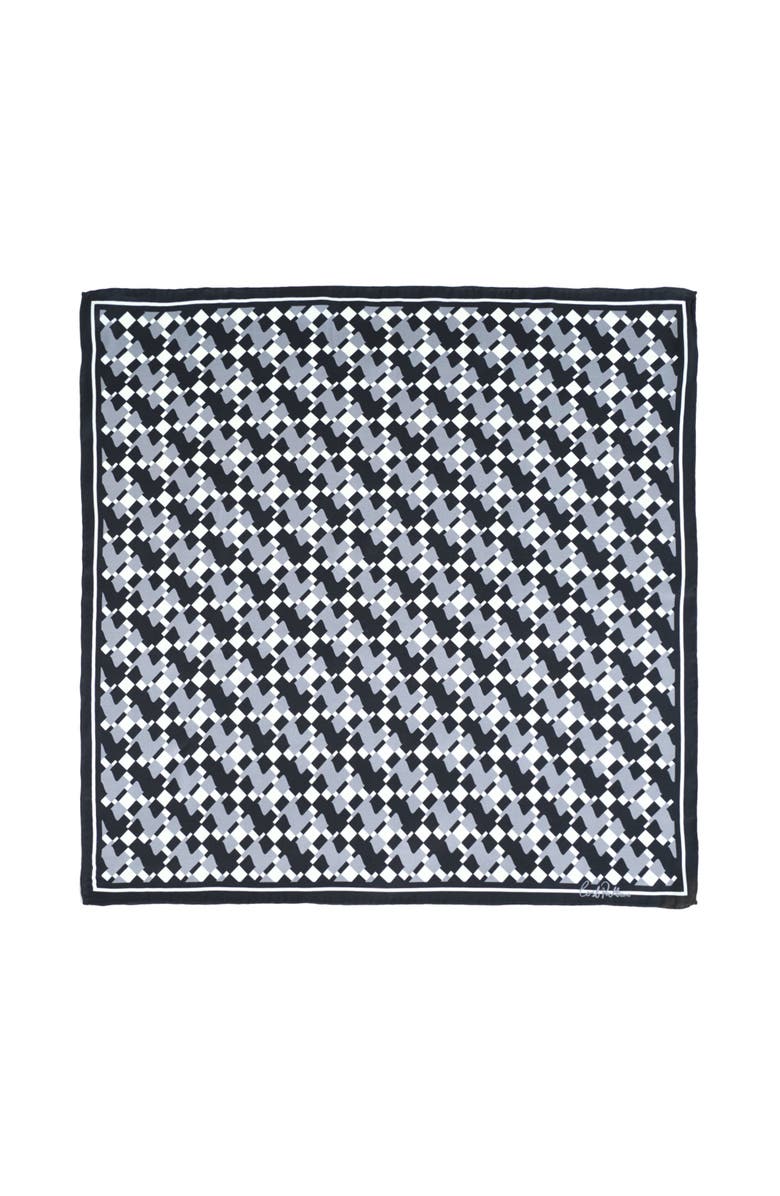 Lost Pattern "Houndstooth Moderne" Silk Bandana Scarf, Main, color, Grey