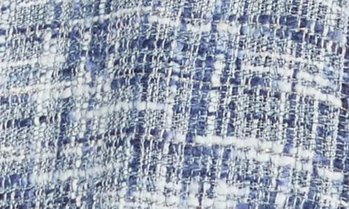 Shop Calvin Klein Tweed Cropped Jacket In Navy/cream Multi