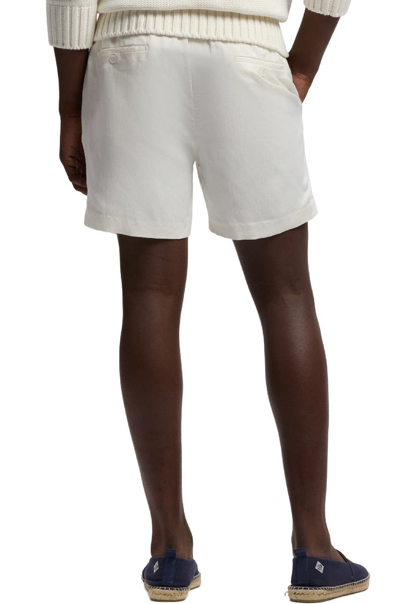 Ralph Lauren Purple Label Pleated Silk & Linen Drawstring Shorts, Alternate, color, Deckwash White