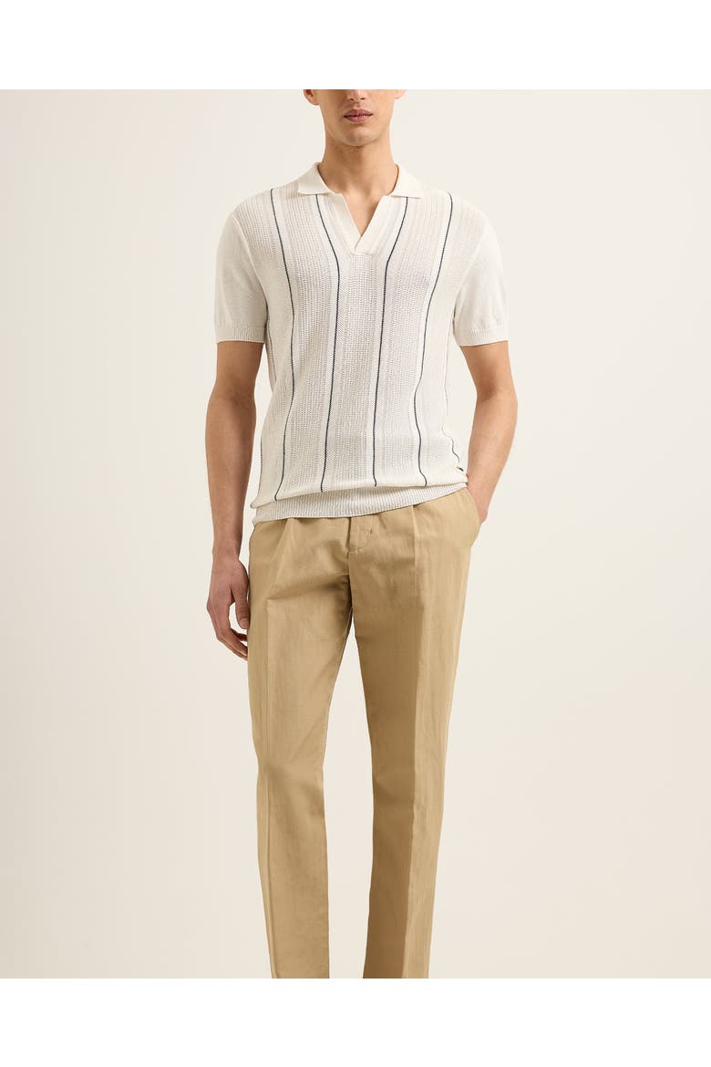 Horton Silk Tailored-Fit Polo Shirt, Alternate, color, WHITE/NIGHT IRIS STRIPE