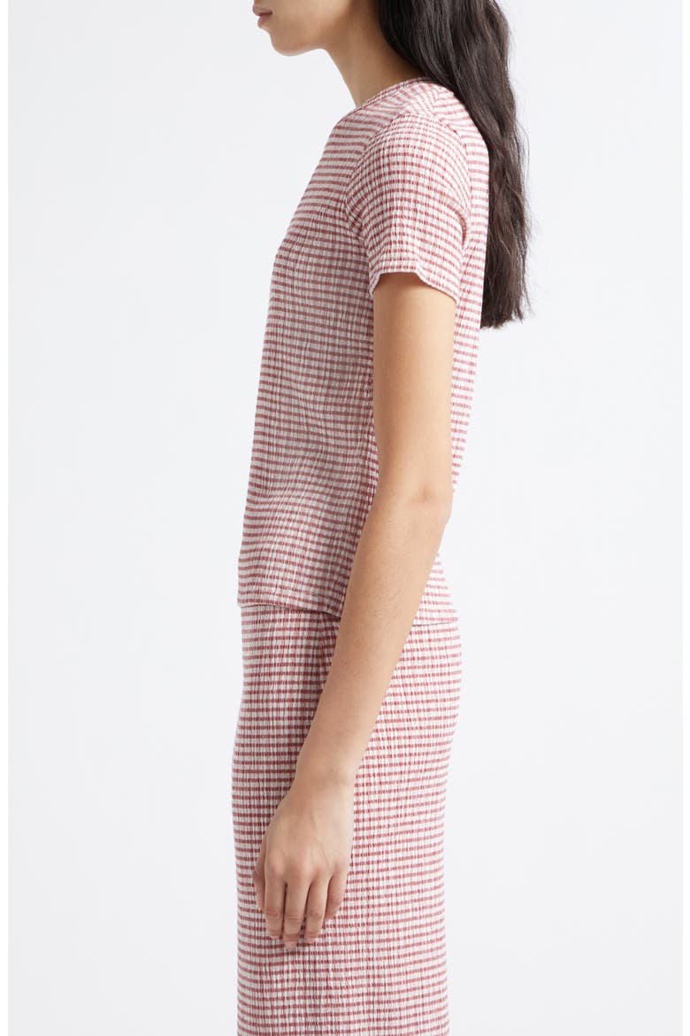 Smocked Gingham T-Shirt, Alternate, color, ROSE JAM COMBO