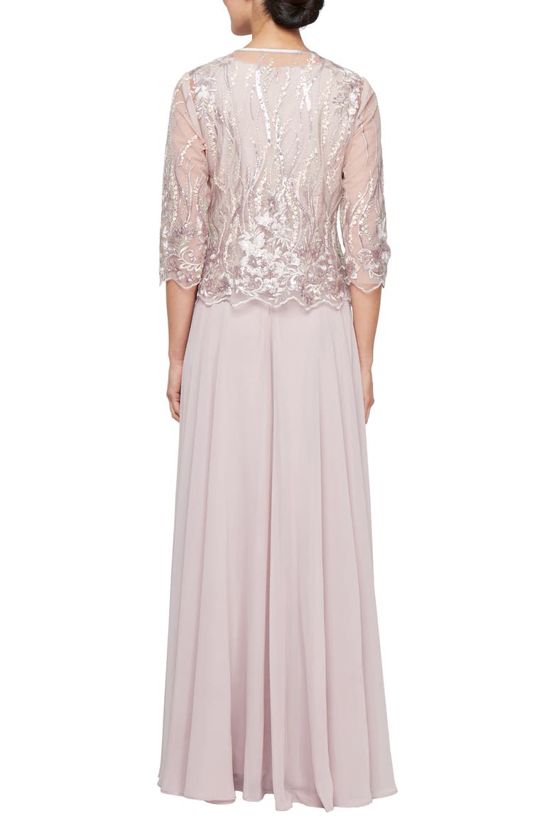 Sequin Embroidered Lace Mock Two-Piece Gown with Jacket, Alternate, color, BLUSH