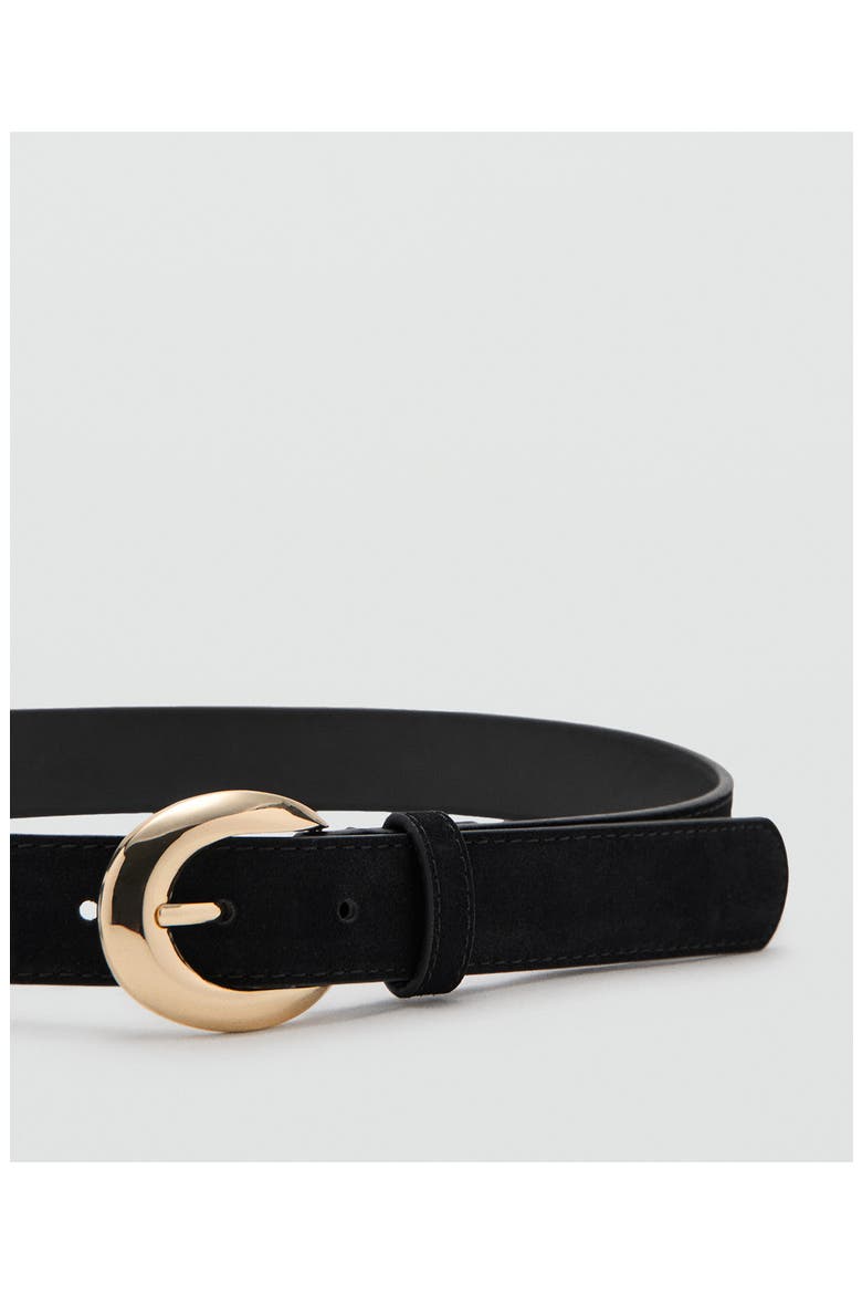 Oval Buckle Suede Belt, Alternate, color, BLACK