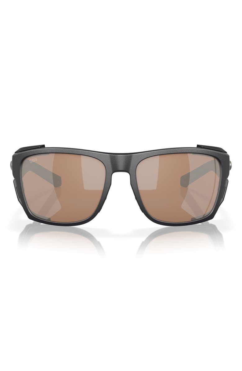 Costa Del Mar King Tide 6 58mm Polarized Rectangular Sunglasses, Main, color, Copper Silver Mirror