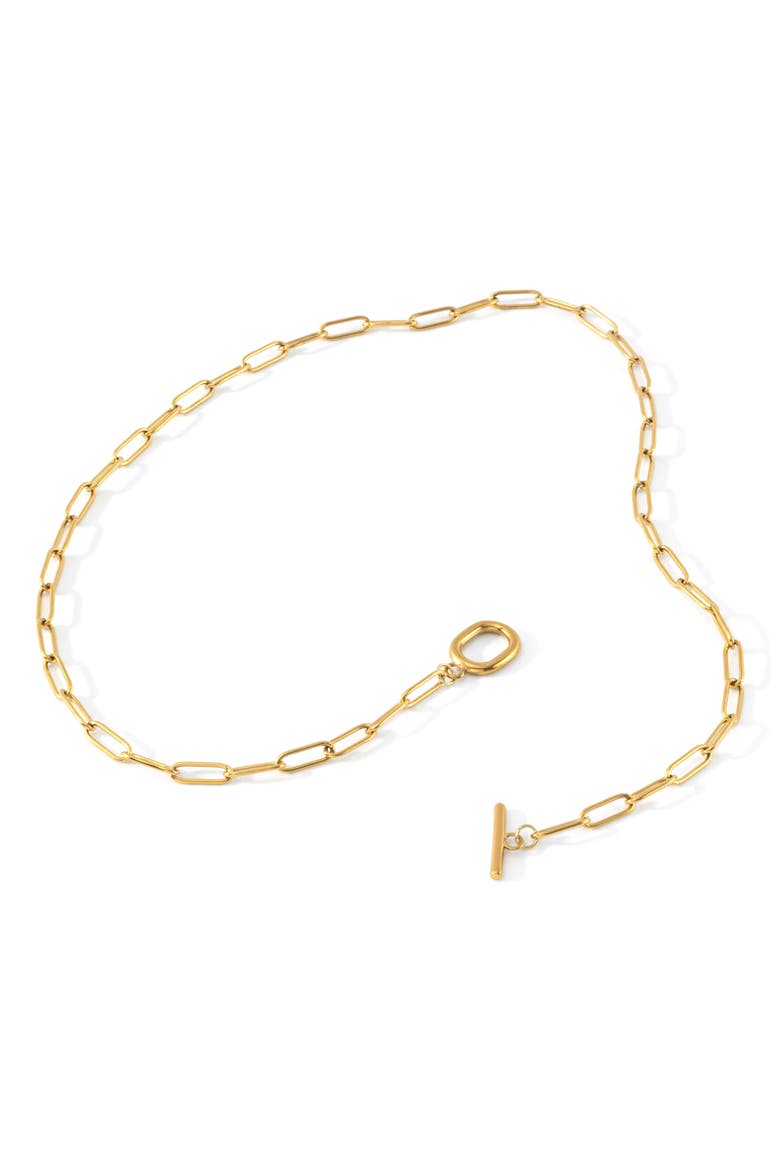 Toggle Clasp Paperclip Chain Necklace, Alternate, color, Gold