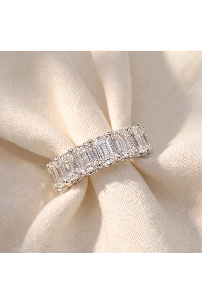 6Ct TW Emerald Cut Diamond Ring U Prong Lab Grown 14k or Gold, Alternate, color, 14k White Gold