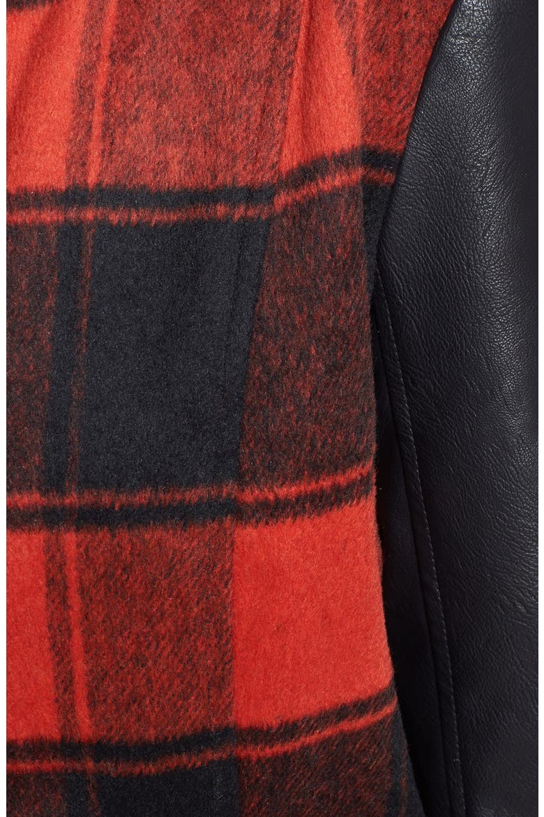 Plaid Baseball Jacket, Alternate, color, BLACK/ RED