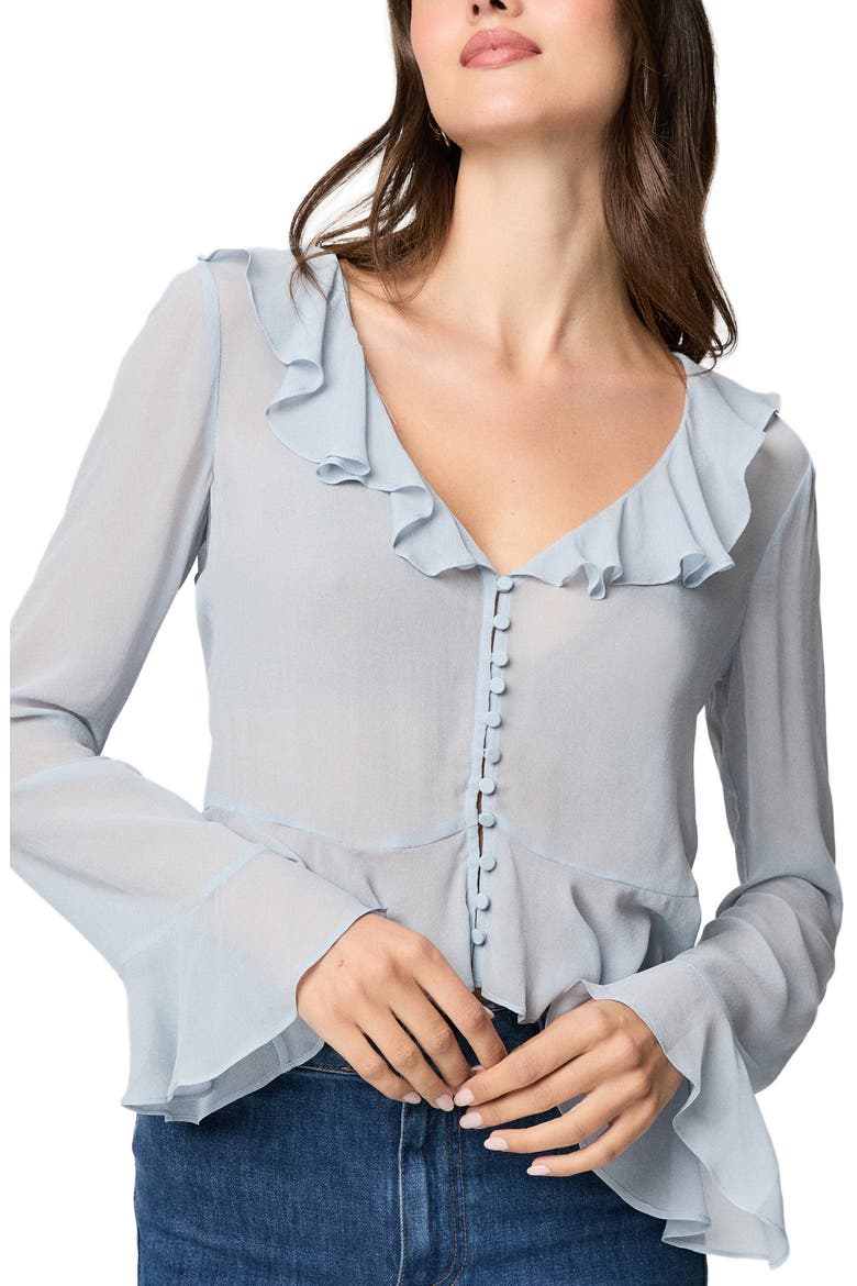 Getty Long Sleeve Chiffon Ruffle Top, Alternate, color, STARDUST BLUE