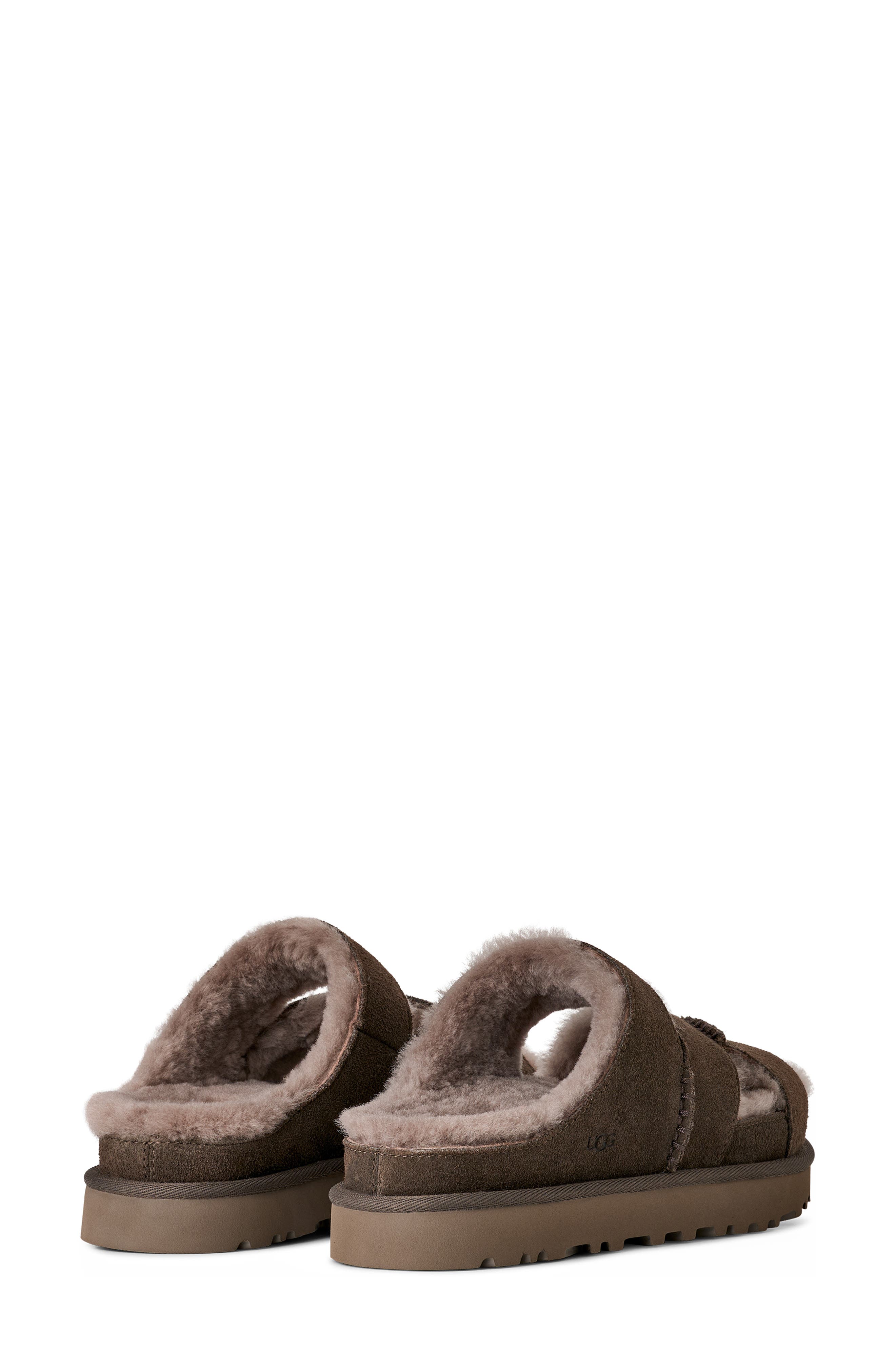 Greenport Genuine Shearling Lined Cross Strap Slide Sandal (Women