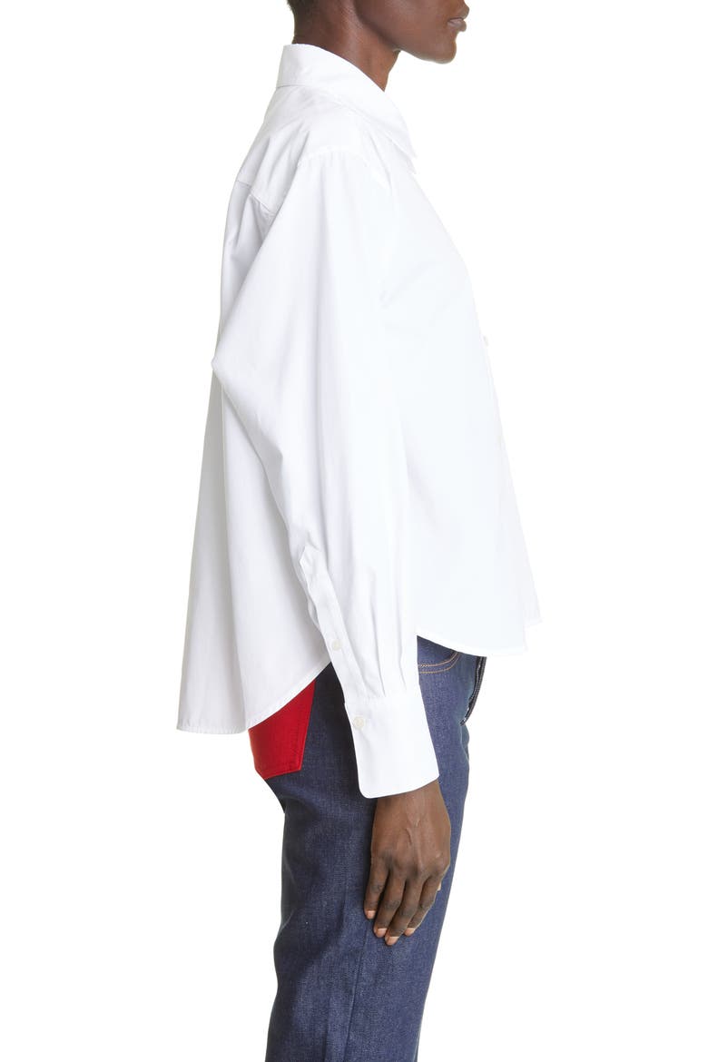 Crop Button-Up Poplin Shirt, Alternate, color, WHITE