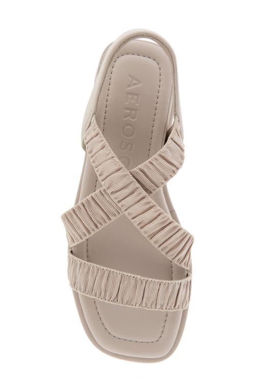 Shop Aerosoles Bora Slingback Wedge Sandal In Stone Rouched Elastic Fabric