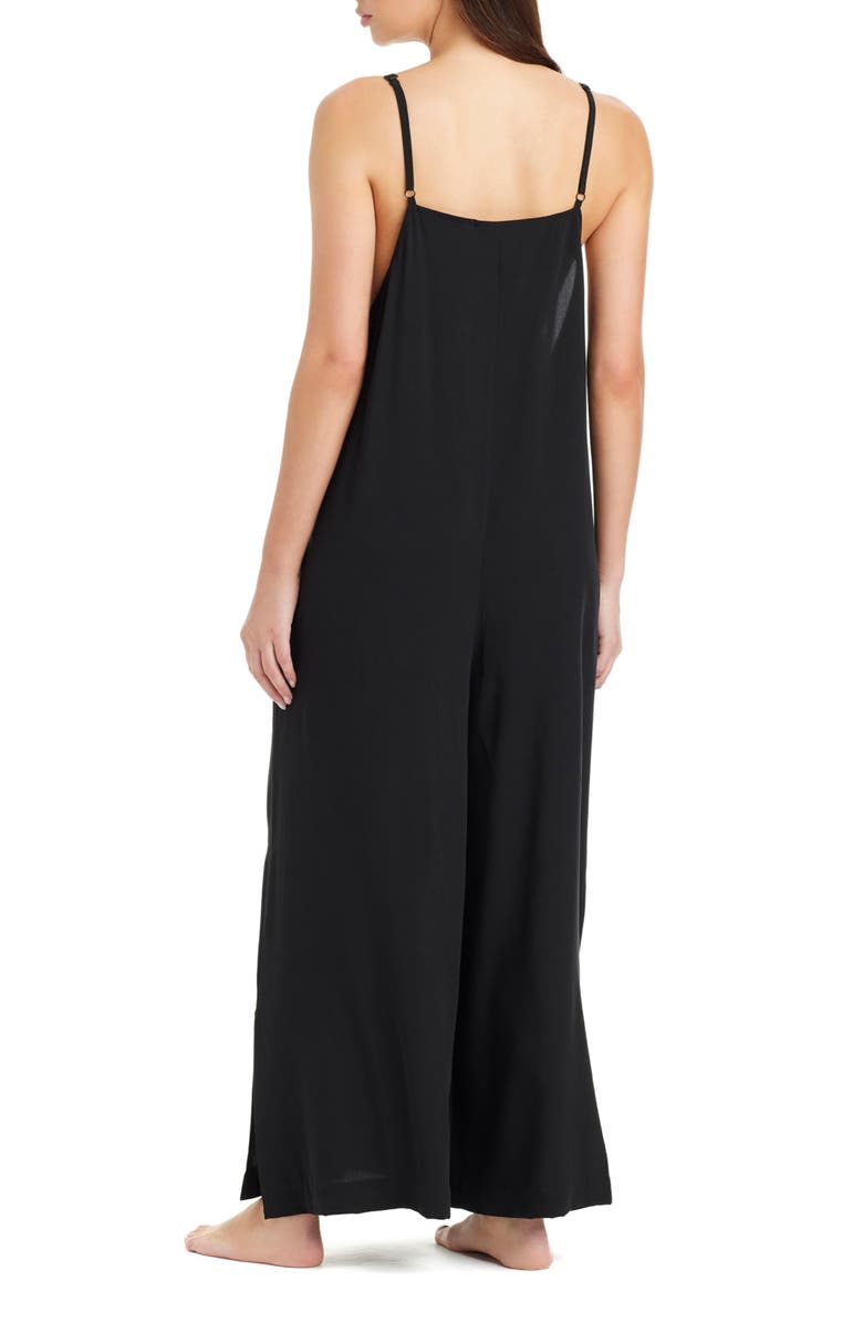 Sanctuary Pleated Cover-Up Overalls, Alternate, color, Black