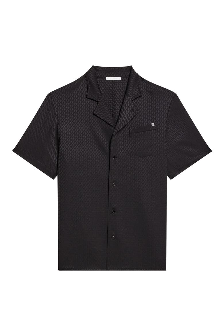 Modest Jacquard Satin Camp Shirt, Alternate, color, BLACK/ BLACK