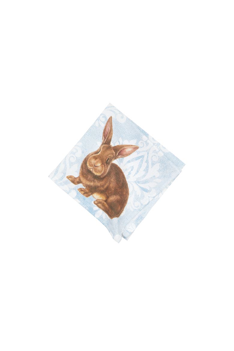 Damask Easter Bunny Single Cloth Napkin, Main, color, Blue