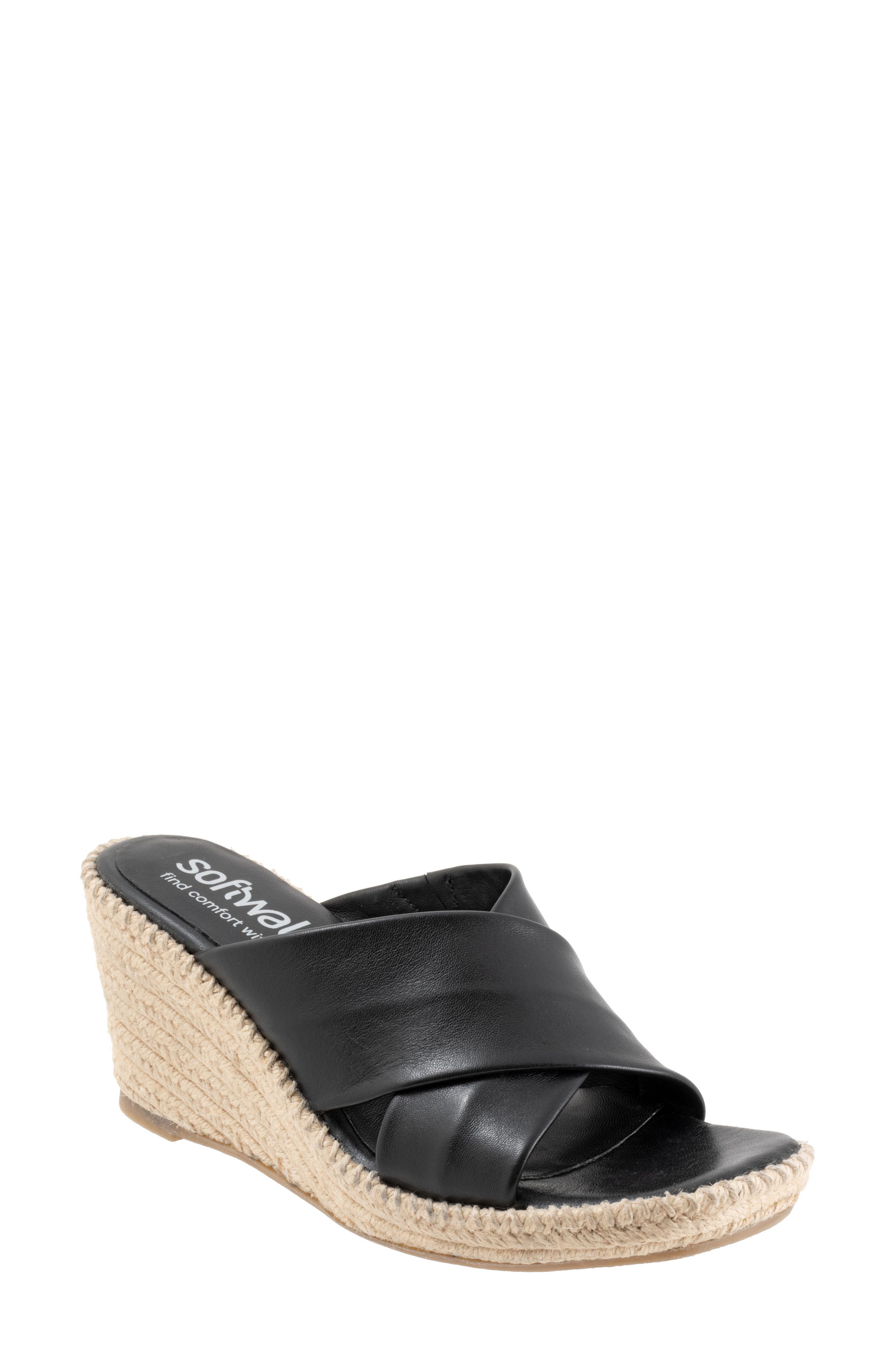 SoftWalk<sup>®</sup> Hastings Espadrille Platform Wedge Slide Sandal, Main, color, Black