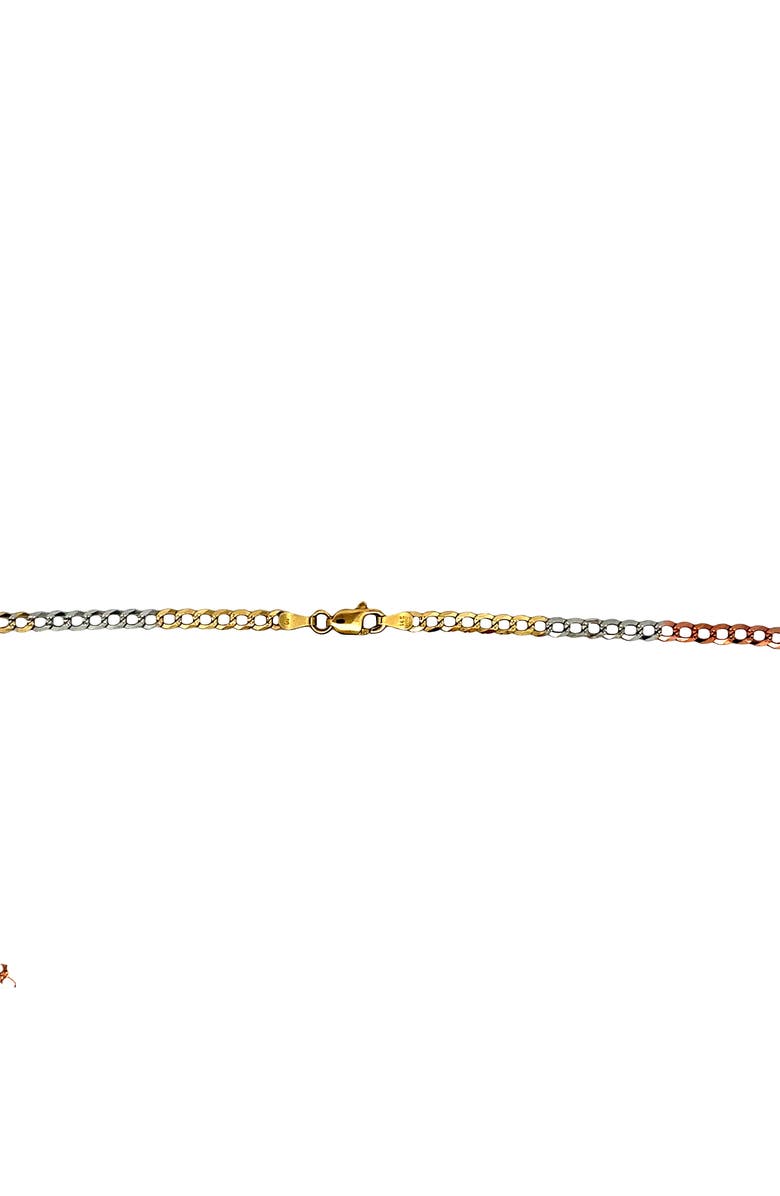 Ancona Jewelry 14K Tri Color Gold Curb Chain Necklace 3.2mm 18 Inch, Alternate, color, Yellow