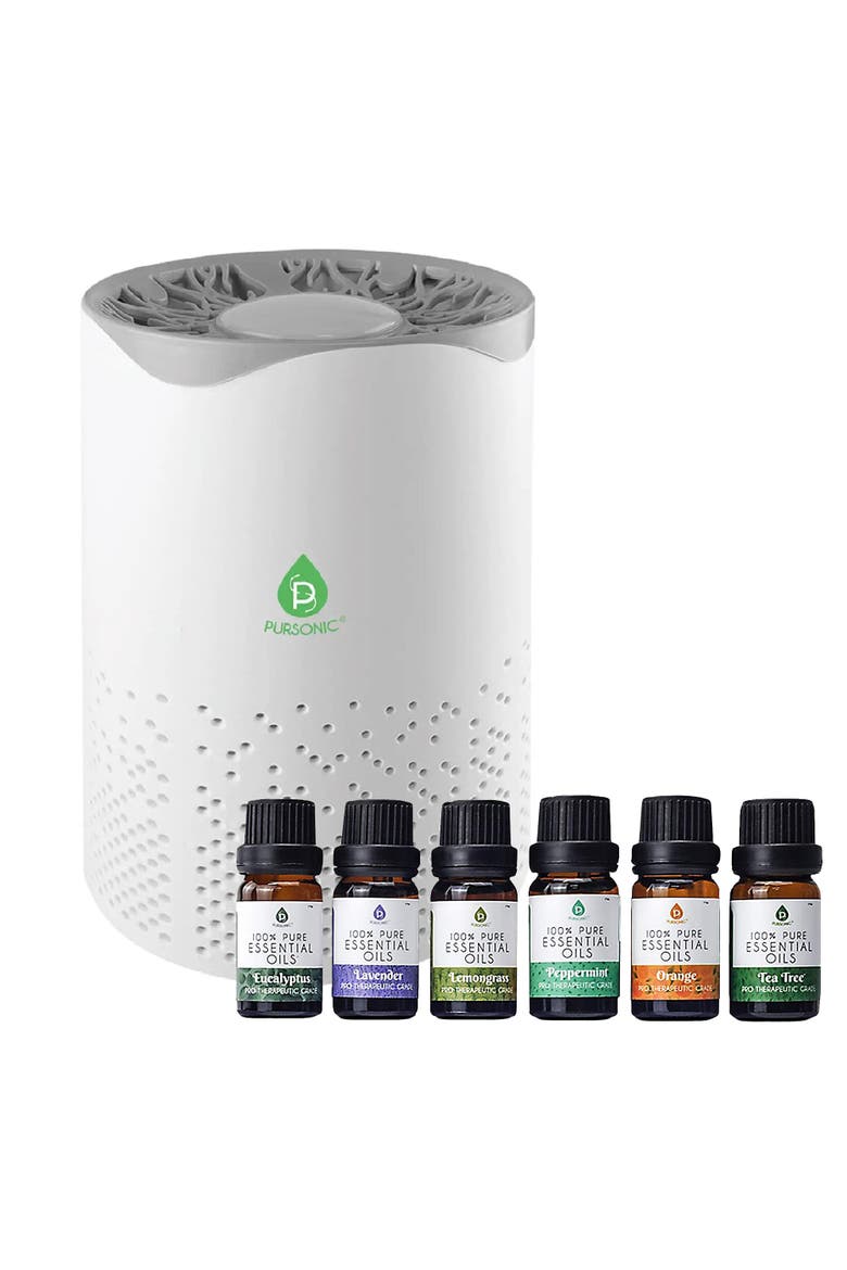 Air Purifier with 6-Pack Premium Essential Oils Collection, Main, color, Pure