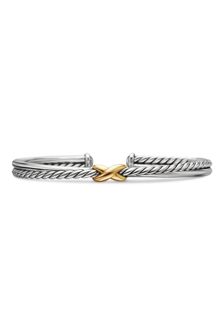 Petite X Center Station Bracelet in Sterling Silver with 18K Yellow Gold, 5.2mm, Main, color, SILVER/ YELLOW GOLD