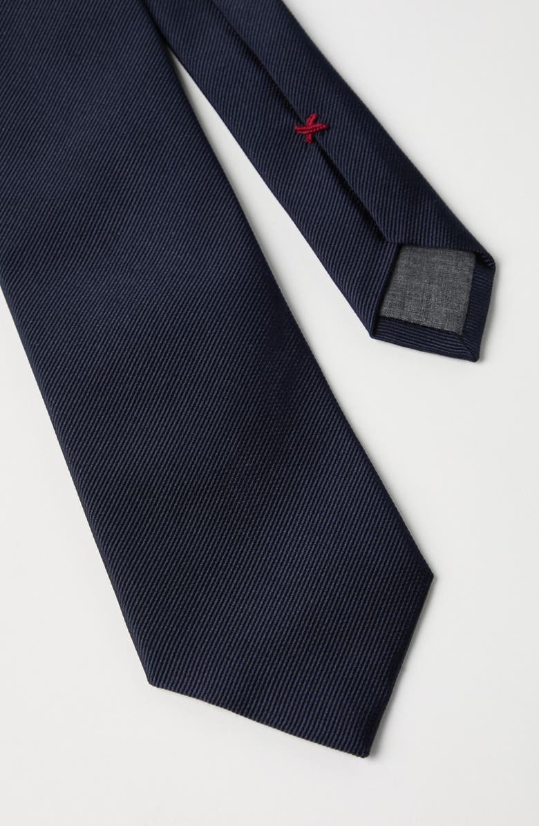 Brunello Cucinelli Silk twill tie, Alternate, color, Navy Blue