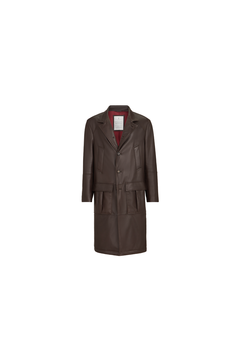Nappa leather overcoat with Thermore® padding, Alternate, color, Brown