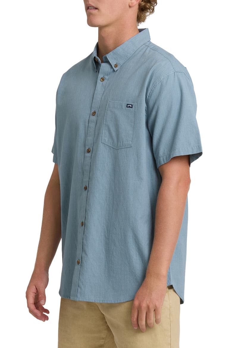 All Day Short Sleeve Button-Down Shirt, Alternate, color, OCEANA