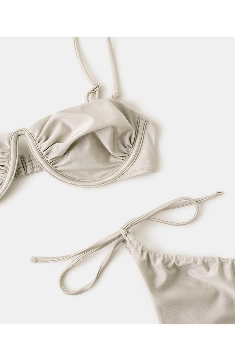 MANGO Brazilian Side Tie Bikini Bottoms, Alternate, color, Light/ Pastel Grey