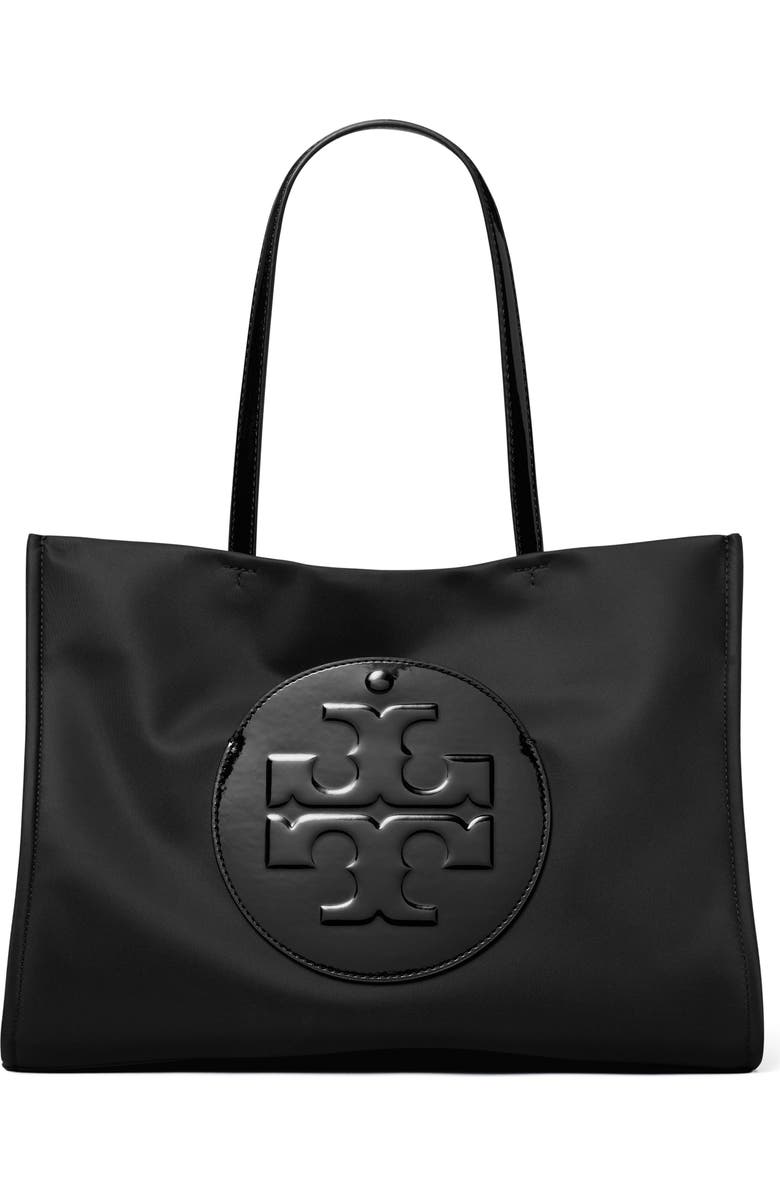 Tory Burch Ella Patent Small Tote, Main, color, Black